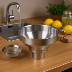 Entonnoir en acier inoxydable avec tamis 9cm 13cm, passoire de cuisine - Product Image 3