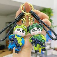 Llavero de Plástico con Diseño de Panda Policía, Genial y Adorable, Venta al por Mayor del Fabricante, Colgante Creativo de Anime para Bolsos, Regalos para Parejas