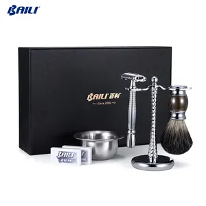 Cosmetics safty single blade barber razor beard brush shaving set