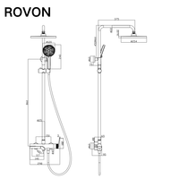 Colonne de douche murale apparente avec mitigeur monocommande et fonction pluie 2 modes pour salle de bain, villa, lavabo