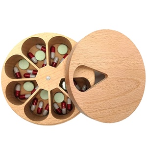 Caja <span class=keywords><strong>de</strong></span> <span class=keywords><strong>madera</strong></span> para guardar pastillas, organizador diario semanal <span class=keywords><strong>de</strong></span> medicina, vitamina, 7 días - Product Image 2