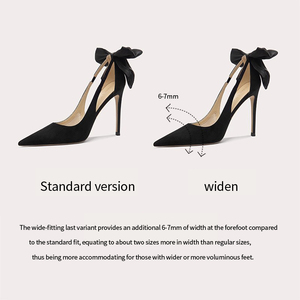 Spring and Summer New <strong>Black</strong> Pointy High <strong>Heels</strong> Ladies Thin <strong>Heel</strong> Single Shoes Butterfly Wedding Shoes <strong>Small</strong> Bride Shoes - Product Image 6