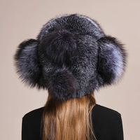 Gorro Ushanka Ruso para Mujer, 100% Piel de Zorro y Mapache, con Orejeras, para Deportes de Invierno, Actividades al Aire Libre, Esquí, Pesca, Ciclismo