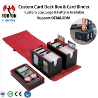 Boîte de rangement pour cartes Torson Custom 400+ en cuir PU, grande boîte à cartes portable avec rangement pour dés, fermeture magnétique pour collection de cartes de jeu PTCG TCG MTG