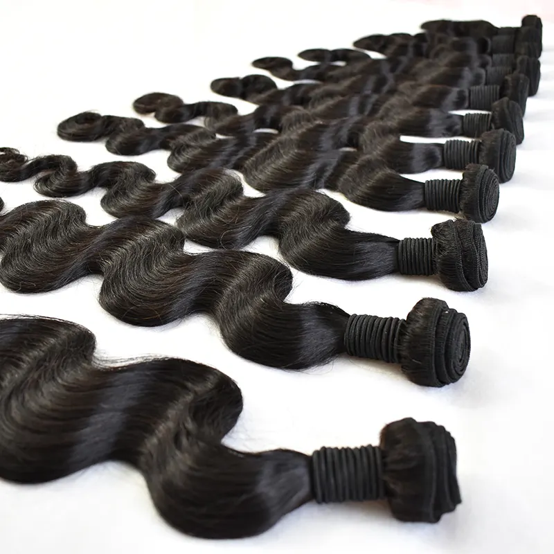 Волнистые пучки волос, 100% натуральные человеческие необработанные волосы, от 12 до 40 дюймов, в наличии, готовые к отправке из камбоджийского