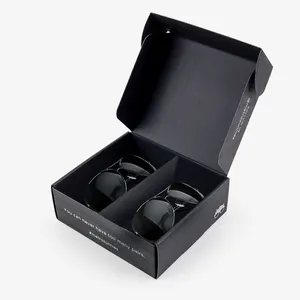 Fabricant de logo personnalisé papier ondulé noir boîte postale pour achats sac d'emballage pour lunettes