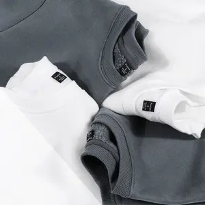H5261 Sweatshirts à col rond doublés en polaire de 500g avec impression personnalisée de haute qualité et brodée de strass