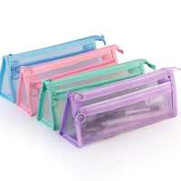 WOLUNSI marque Portable école primaire porte-crayon qualité garantie Transparent Double pont Triangle sac pas cher crayon