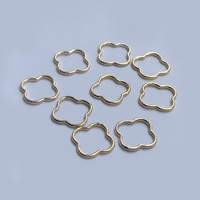 Cincin penghubung bunga berlapis emas 14K, berlapis emas, 10mm, bermotif bunga berdaun empat, berongga, untuk pembuatan anting DIY