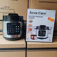 Penanak Nasi Tekanan Listrik Stainless Steel 6L Laris Manis dengan Panci Dalam Aluminium dan Gelas Takar untuk Penggunaan Rumah Tangga, Hotel, dan Luar Ruangan