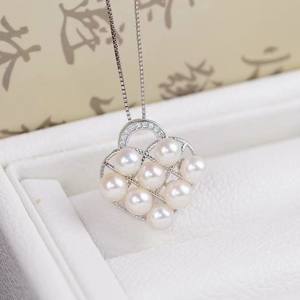 Accesorio 31243DIY, Elegante Collar con Colgante de Perlas Múltiples, Cuentas de 4-5mm, Base de Plata S925 para Cadenas - Product Image 2