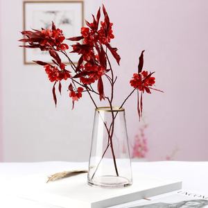 क्लासिक 7 इंच लाइट लक्जरी टेबल सेंटरपीस गिल्ड रिम छोटे शंकु ग्लास वेस - Product Image 5