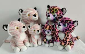 Vente en gros de jouets en <span class=keywords><strong>peluche</strong></span> colorés léopard et tigre rose animaux en <span class=keywords><strong>peluche</strong></span> doux avec des <span class=keywords><strong>yeux</strong></span> brillants pour enfants cadeaux et décoration de chambre - Product Image 2