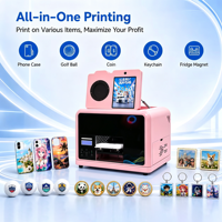 Mesin Printer UV Mini Desktop untuk Casing Ponsel, Gantungan Kunci, Bola Golf, Kartu ID, Mesin Cetak UV Flatbed Pink A5 untuk Hadiah DIY Kustom