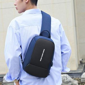 Hard Shell Outdoor Travel Water Resistant Crossbody Sling Backpack Fashion Chest <b>Bag</b> with Headphone Hole - Product Image 5