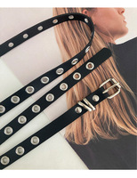 Damen Schmaler Gürtel mit Metallschnalle Neuer Stil Eleganter Vielseitiger Doppelschlaufen-Mini-Ledergürtel als Taillenaccessoire für Kleider