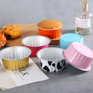 Hot selling golden round aluminum foil container disposable food grade baking aluminum cake cup