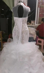 Nouvelle Robe de Mariée Sirène Luxueuse S8250F, Perles et Cristaux, Motifs Africains Inspirés de la Chapelle Royale, Dentelle - Product Image 4