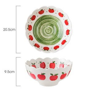 Juego de Tazones de Porcelana Cerámica con Diseño de Cerezas y Limones, Borde Festoneado, Aptos para Microondas, Estilo Ins, para Ensaladas, Arroz, Postres, Uso Familiar y <span class=keywords><strong>Infantil</strong></span> - Product Image 6