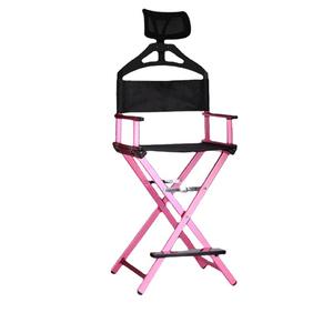 Silla de Maquillaje Plegable de Aluminio Rosa, Estilo Director, para Estudio de Peluquería y Jardín, en Negro y Rosa - Product Image 1