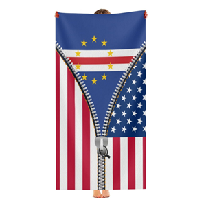 Serviette de plage unisexe de haute qualité avec design personnalisé du drapeau du <span class=keywords><strong>Cap</strong></span>-<span class=keywords><strong>Vert</strong></span>, séchage rapide, légère, en microfibre, pour les <span class=keywords><strong>vacances</strong></span> en bord de mer - Product Image 2