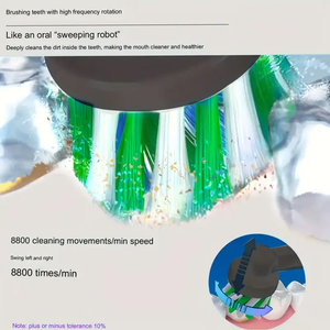 <span class=keywords><strong>Brosse</strong></span> à dents électrique à chargement direct Type-C, poils moyens authentiques, avec têtes interchangeables blanches, design rotatif, IPX7 - Product Image 5