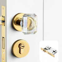Kunci Pintu Magnetik Kristal Mewah Gaya Prancis dengan Gagang Tuas Logam untuk Kamar Tidur, Kamar Mandi, Pintu Interior Hotel (Modern)