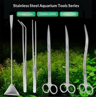 Kit d'outils de coupe pour plantes aquatiques d'aquarium : pinces, ciseaux, pince en acier inoxydable, pelle plate, grattoir à algues pour aquarium