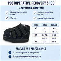 Chaussures post-opératoires OEM ajustables à scratch, intérieur spacieux, doublure douce, pour soulagement de la douleur au devant du pied et à la plante du pied après une chirurgie de l'orteil