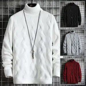 Sweter Pullover Lengan Panjang Rajut Wol Leher Kru Kasmir Mode Baru Pria Musim Gugur 2023