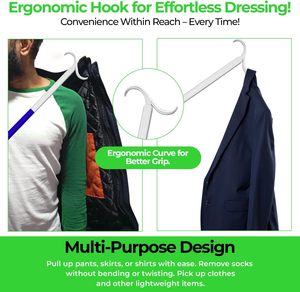 مقبض بلاستيكي طويل قابل للتعديل بوصة-مساعد مزيل جورب مريح لكبار السن ذوي الاحتياجات الخاصة مساعد خلع الملابس النهائي - Product Image 4