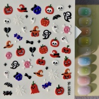 Autocollants 5D en relief pour ongles Halloween sombre : Château, Chauve-souris, Toile d'araignée, Cœur, Araignée – Décorations pour manucure DIY, Vente en gros