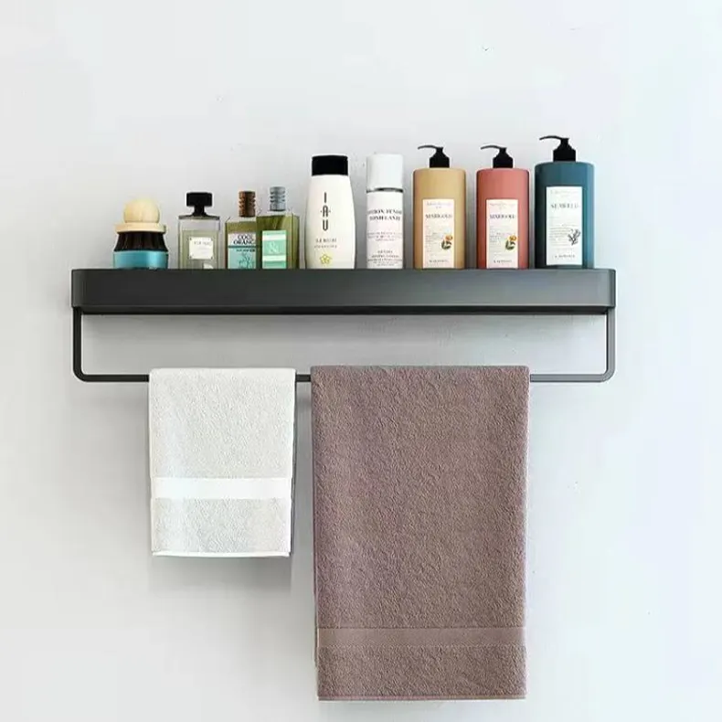 Wall-mounted Wall Mount Bathroom Rack Waterproof Shower Bathroom Kitchen Storage With the Rod