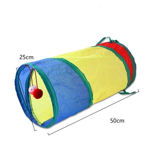 Jouets de tunnel pour chat écologiques arc-en-ciel, tubes pliables en polyester, jouets suspendus à cloche, parcours de ramper intérieur, fournitures pour animaux de compagnie, chat, chien - Product Image 6