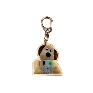 Wholesaler Cute Badge Niche Models Retro Paw Dog Keychain Cute Acrylic Keychain Bag Accessories Couple Pendant Acrylic Key Chain