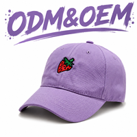 Casquette de baseball personnalisée avec logo, en coton doux délavé, broderie mini fraise, visière incurvée, colorée, pour le quotidien, la rue et le sport