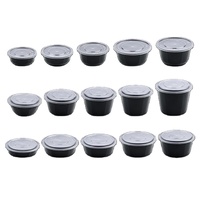 Bol en PP de qualité alimentaire jetable, durable, écologique, compatible micro-ondes, avec couvercle, noir, pour le camping, la préparation des repas, la soupe, la salade, le contenant alimentaire, OEM
