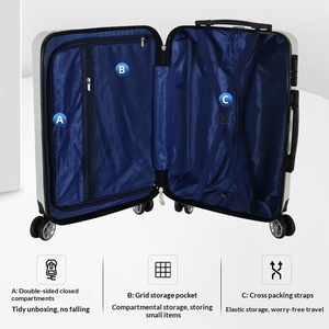 Valise à roulettes universelle à fermeture éclair de 28 pouces en PC de couleur unie Grande capacité Rayures silencieuses Valise de voyage - Product Image 4