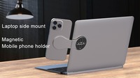Support magnétique double face N52 2-en-1 pour ordinateur portable, support de téléphone détachable, support d'extension en aluminium pour utilisation sur bureau