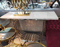 Meubles de luxe pour la maison, salon, entrée, console d'angle en acier inoxydable doré et marbre noir ou blanc pour le couloir
