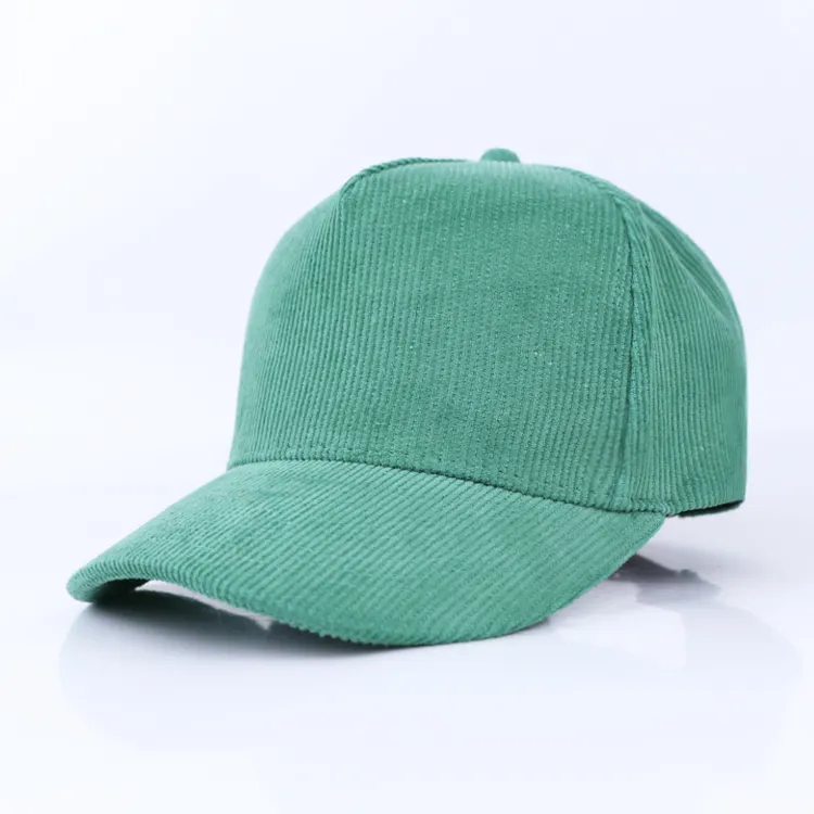 Qianzun üretici yeşil toptan yüksek kalite boş 5panel kadife kumaş bir çerçeve beyzbol şapkası