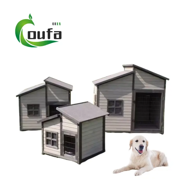 Kandang anjing besar kayu mewah tahan cuaca luar ruangan kualitas tinggi untuk rumah anjing luar ruangan
