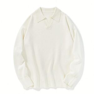 Vente en gros d'automne avec logo personnalisé col rond creux froncé évasé manches longues gaufrage pull tricots col polo pull pour hommes - Product Image 6