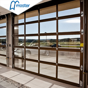 Porte de <span class=keywords><strong>garage</strong></span> en aluminium avec moteur, verre transparent trempé à vue panoramique moderne de luxe, 8x7, simple vitrage - Product Image 6