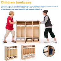 Armoire suspendue Montessori pour vêtements de maternelle, mobilier de salle de classe, casier de garderie, rangement 5 étagères pour vêtements et chaussures