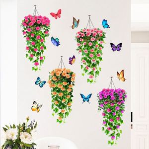 Butterfly Rose <b>Flower</b> Basket Self-adhesive PVC <b>Wall</b> Stickers for Living Room and Bedroom Decoration <b>Wall</b> Stickers - Product Image 4
