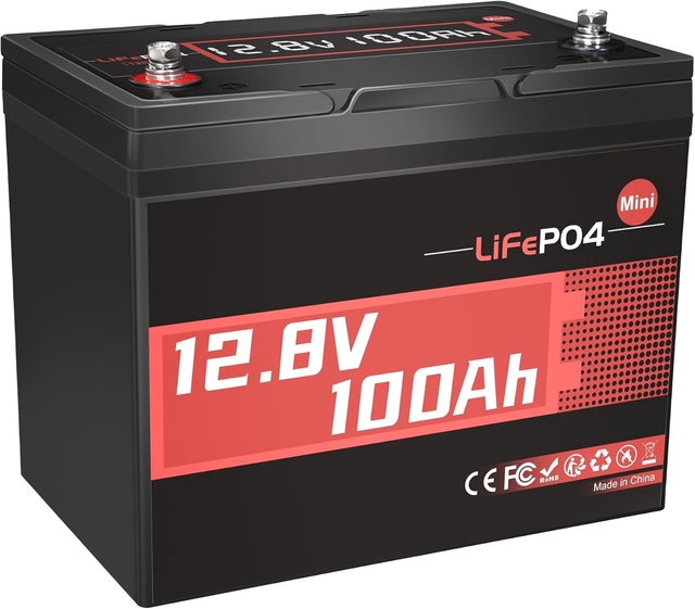 12.8V 100Ah Mini LiFePO4 Lithium Battery BMS 1280W Rechargeable Lithium Iron Battery Perfect for RV, Solar, Home Energy Storage