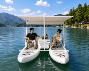 Bateau à pédales gonflable pliable écologique et stable pour deux passagers, idéal pour la location et les divertissements aquatiques en parc - Product Image 2