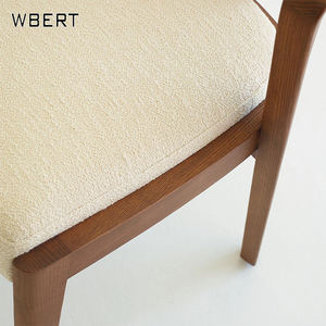 Silla de comedor de lujo nórdica WBERT, reposabrazos de tela de madera maciza, silla de restaurante de Hotel de gama alta de diseñador moderno para Villa de habitación informal - Product Image 2