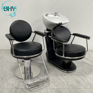 Nuevas tendencias moderno barato oro rosa Acero inoxidable Base peluquería Estilo silla peluquería corte Silla de peluquero para la venta - Product Image 4